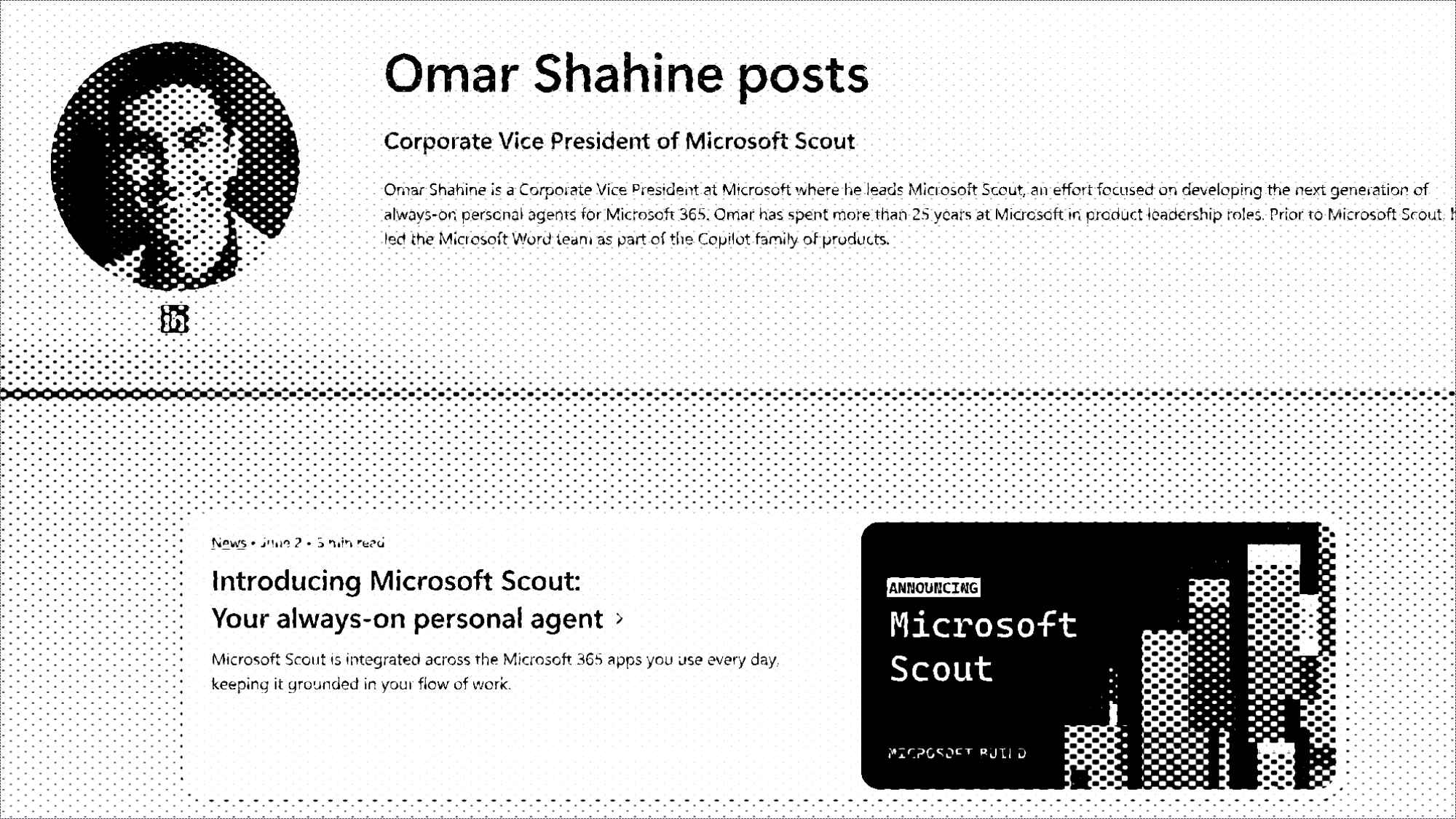 Ein Screenshot von Omar Shahines Posts im Microsoft Blog