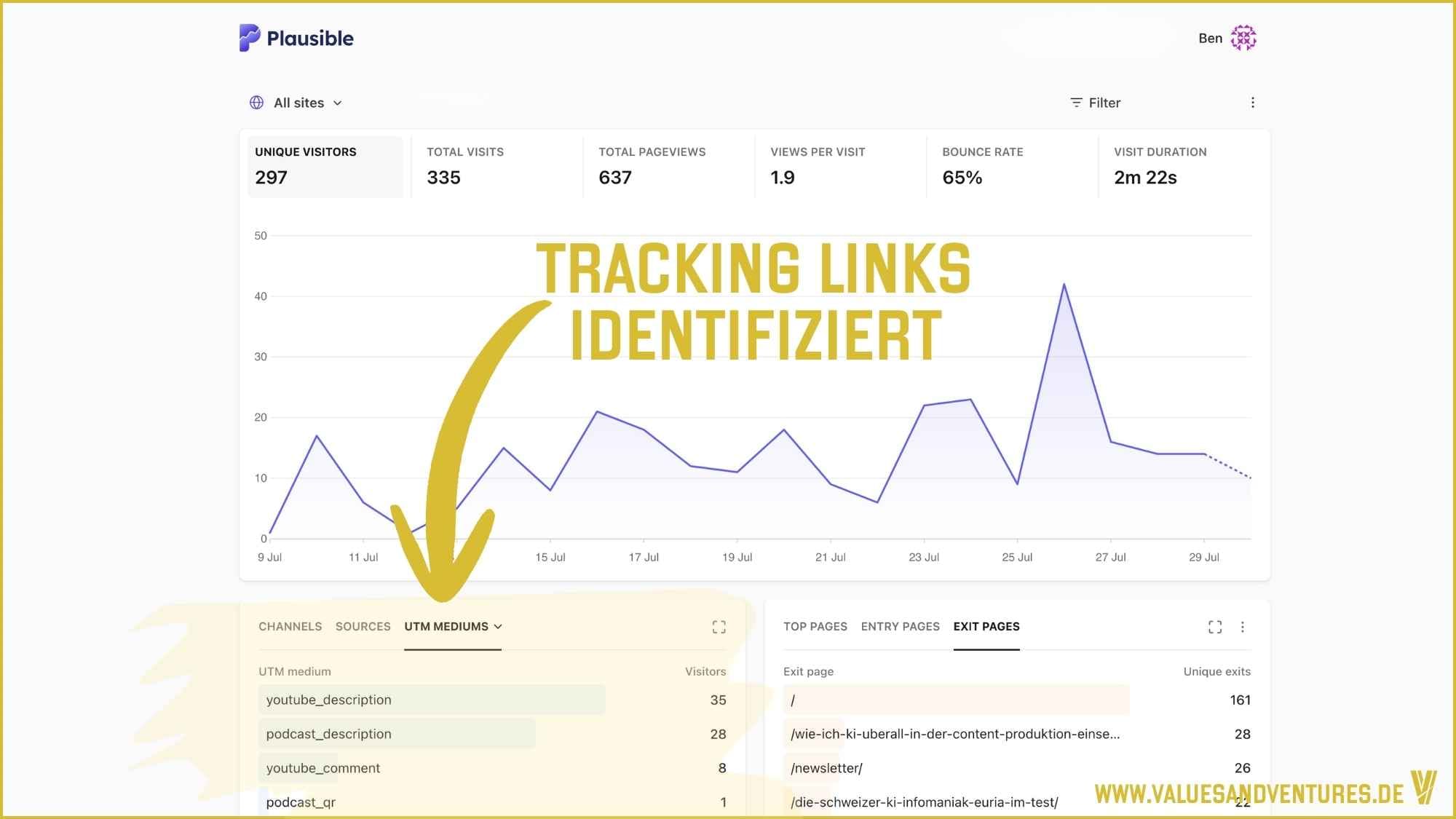 Web-Analytics User Interface in Plausible.io.