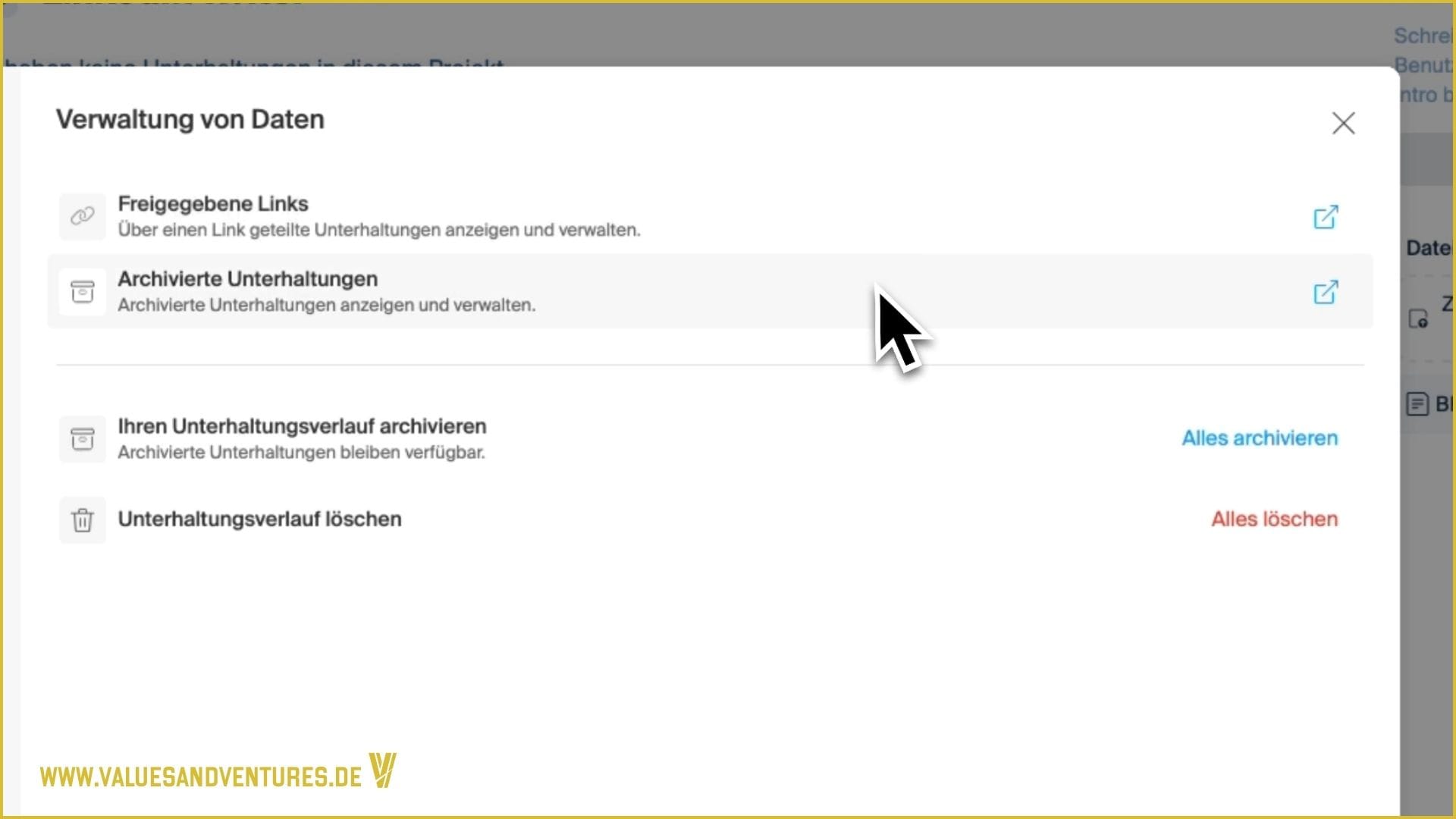 Verwaltung von Daten in Euria.
