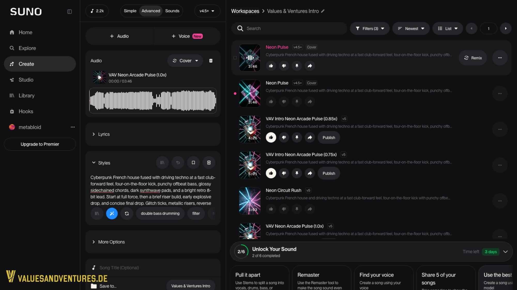 Mit dem KI-Musikgenerator Suno Songs für Podcasts erstellen.