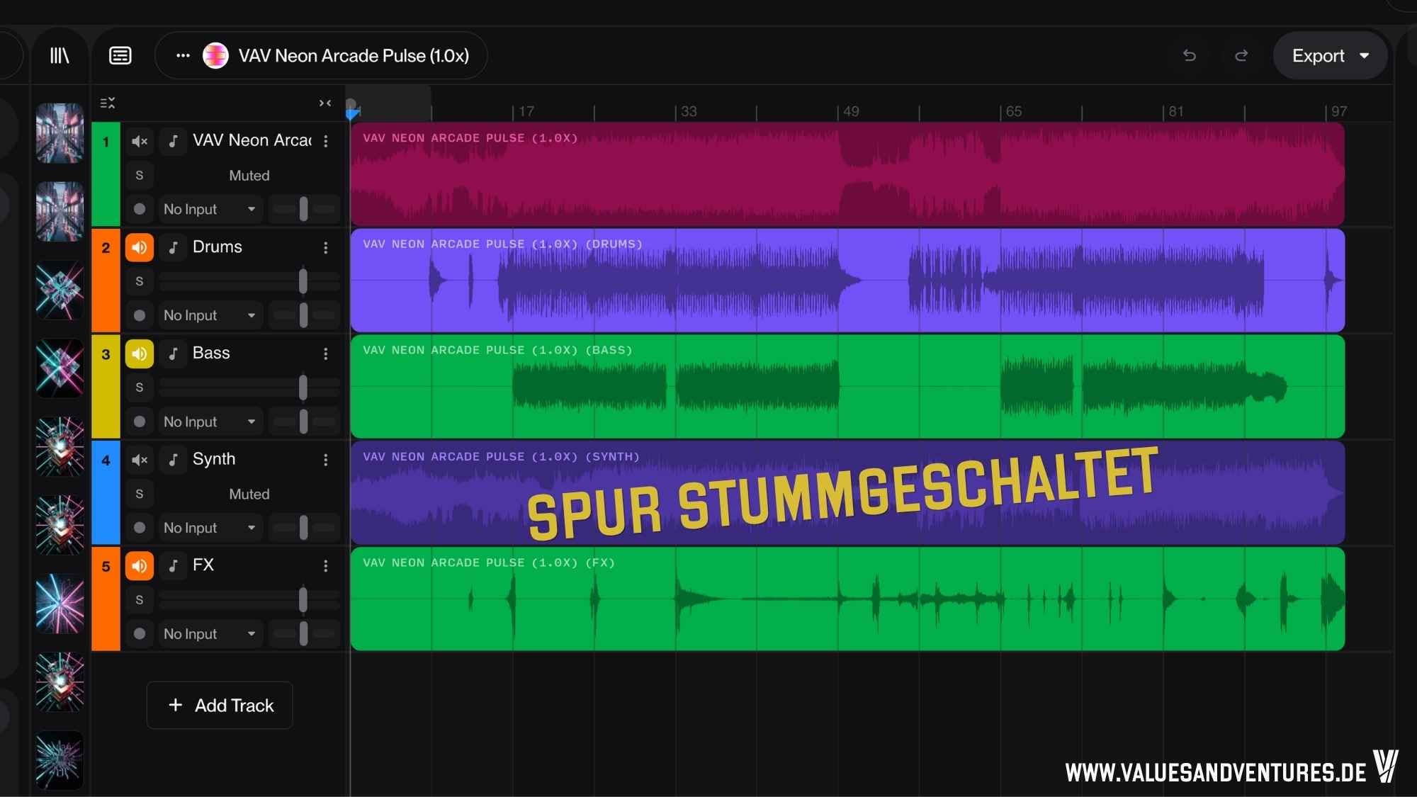 Die verschiedenen Sound-Spuren lassen sich im Suno „Studio“ trennen.