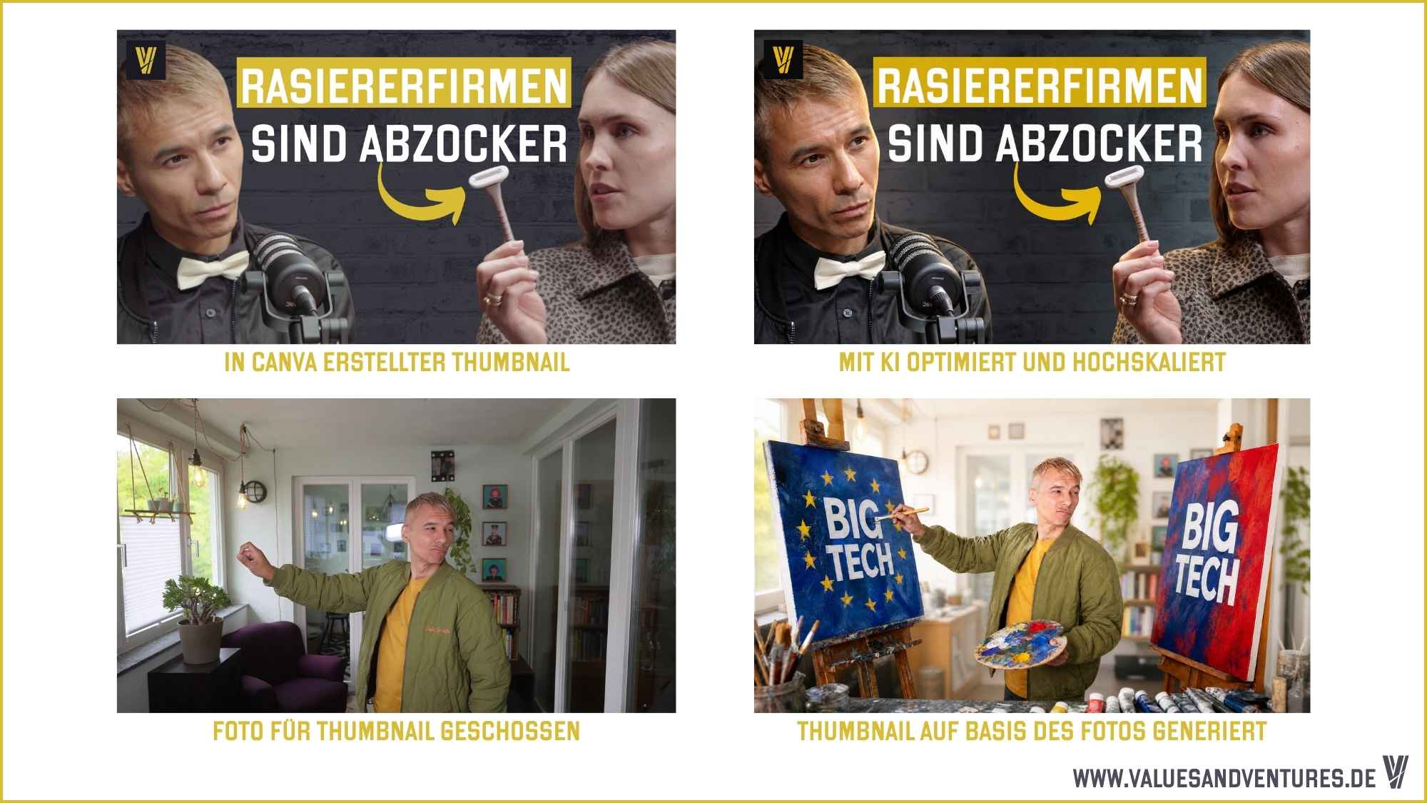 Auf Basis von Fotos professionelle Thumbnails in Magnific erstellen.