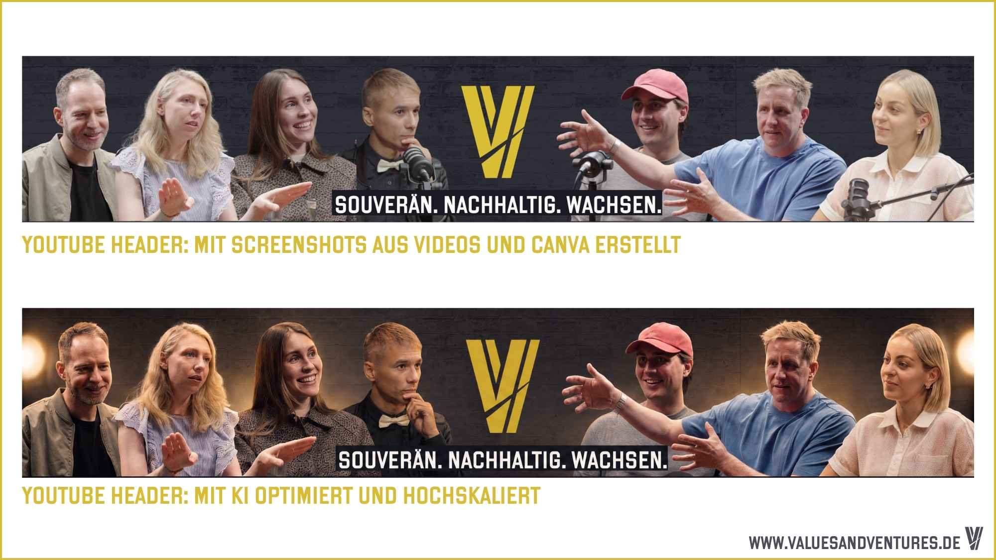 Auf Basis von Fotos professionelle YouTube Header in Magnific erstellen.