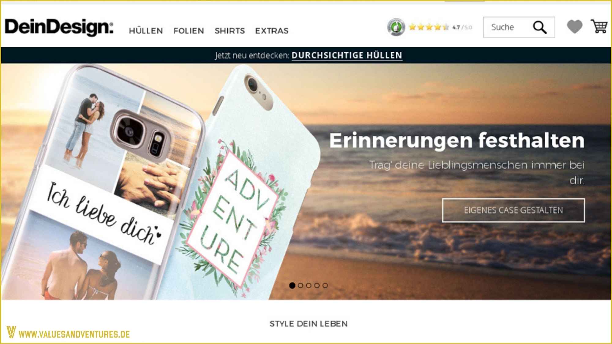 Die Website von DeinDesign vor dem Rebranding.