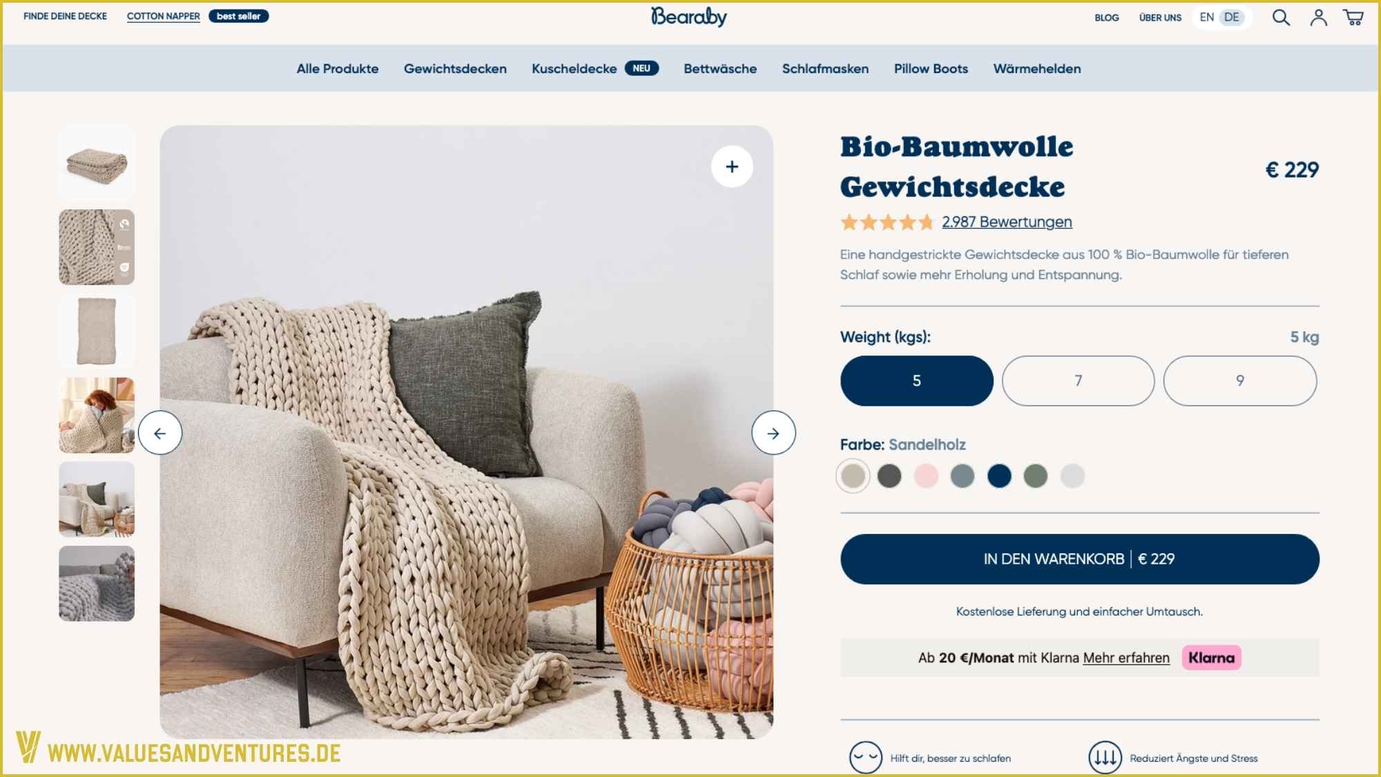 Bearaby Gewichtsdecke im Bearaby Onlineshop.